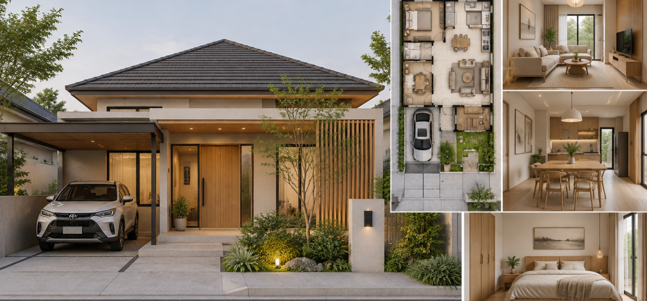3 Desain Rumah 1 Lantai Japandi yang Kekinian dan Nyaman desain rumah 1 lantai Japandi